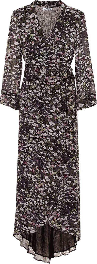 Ganni Floral georgette maxi wrap dress