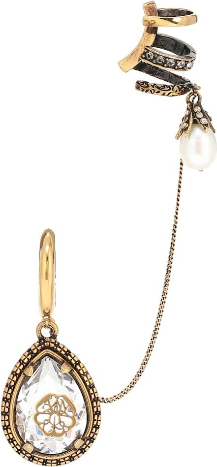 Alexander McQueen Embellished drop single ear cuff