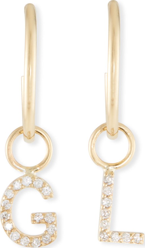Sarah Chloe Mini Amelia Diamond Initial Drop Earring (Single)