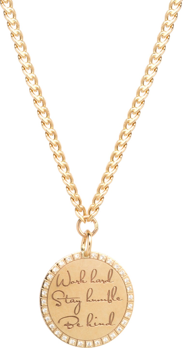 Zoe Chicco 14k "Work Hard, Stay Humble, Be Kind" Pendant Necklace w/ Diamonds