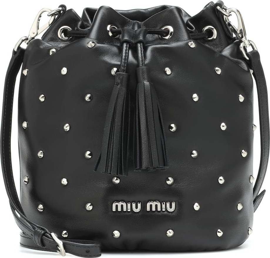 Miu Miu Embellished leather bucket bag