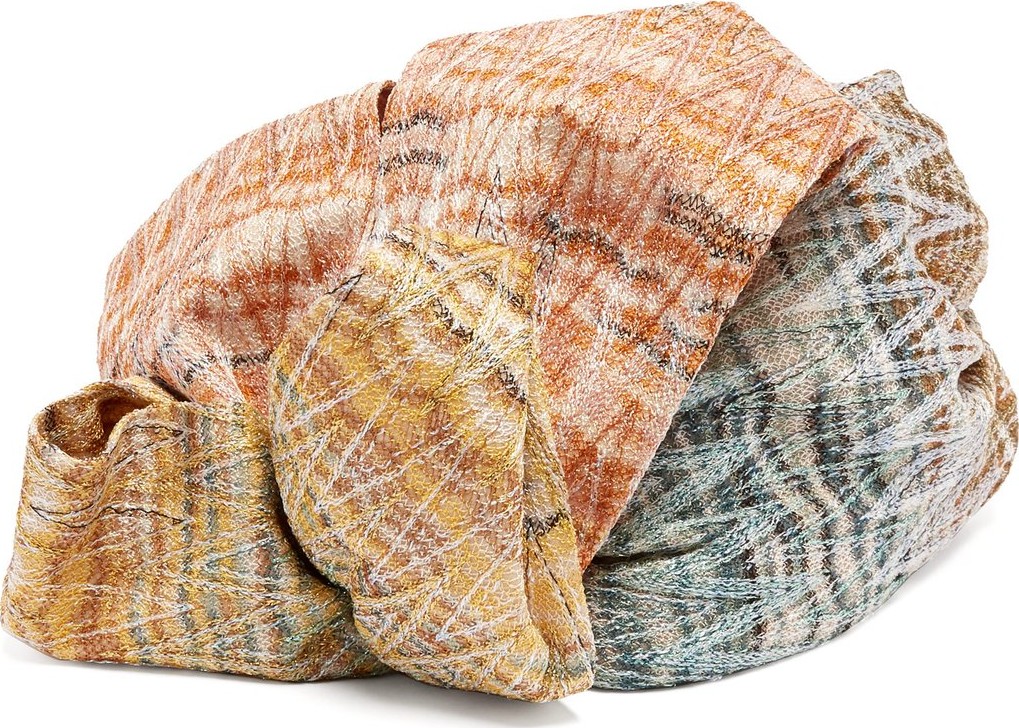 Missoni Flower metallic crochet-knit turban hat