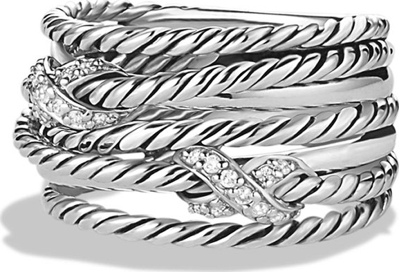 David Yurman Double X Crossover Ring with Diamonds
