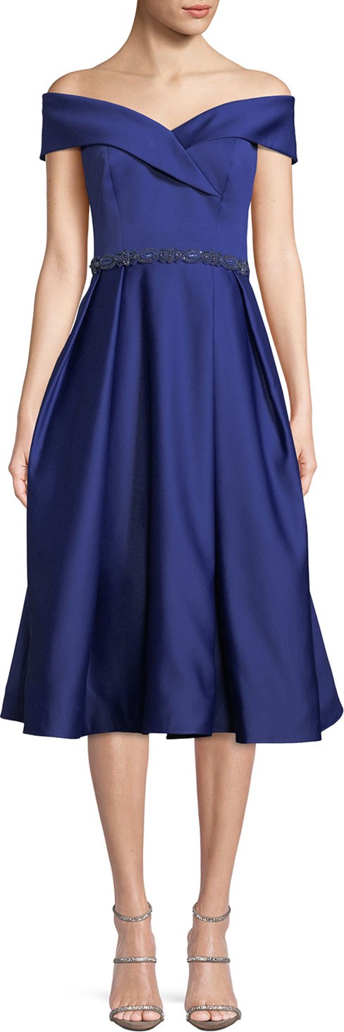 Rickie Freeman for Teri Jon Cuffed Satin Bustier Dance Dress