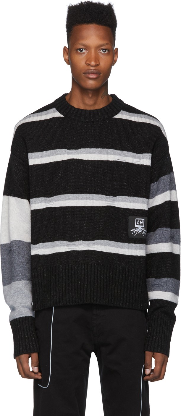 Liam Hodges Black Broken Stripe Sweater