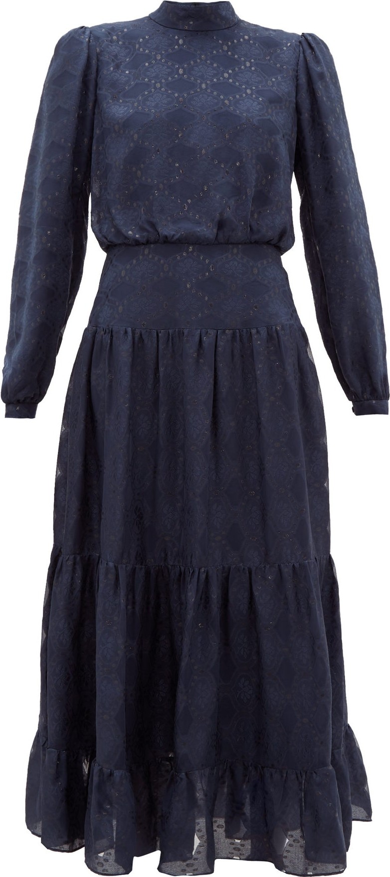 Saloni Isabel silk-blend brocade dress