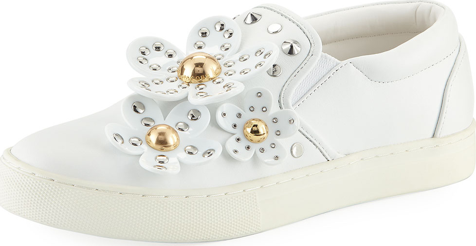 MARC JACOBS Daisy Studded Leather Slip-On Sneakers