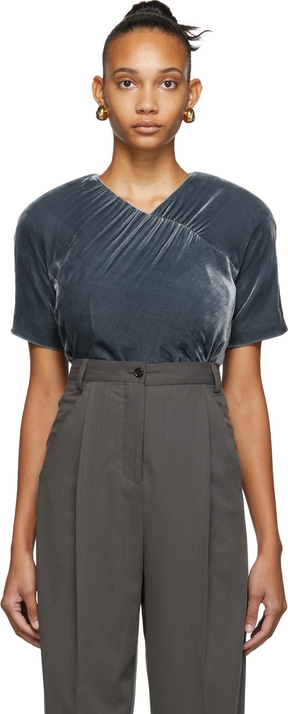 Situationist Grey Silk Velvet Blouse