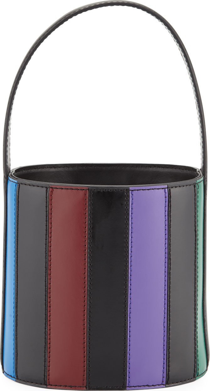 Staud Striped Leather Bisset Top Handle Bag