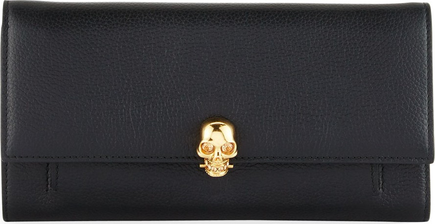 Alexander McQueen Skull Leather Wallet-on-Chain, Black