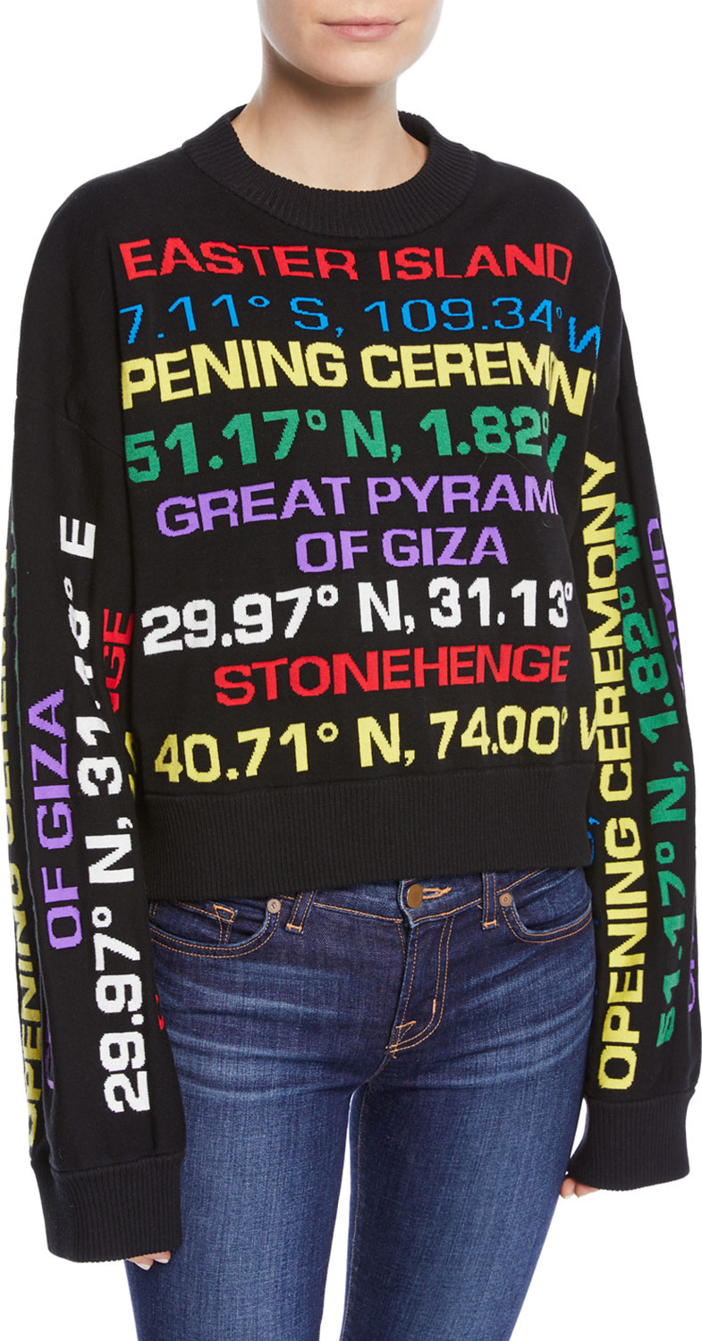 Opening Ceremony Destination Hand-Knit Graphic Crewneck Sweater