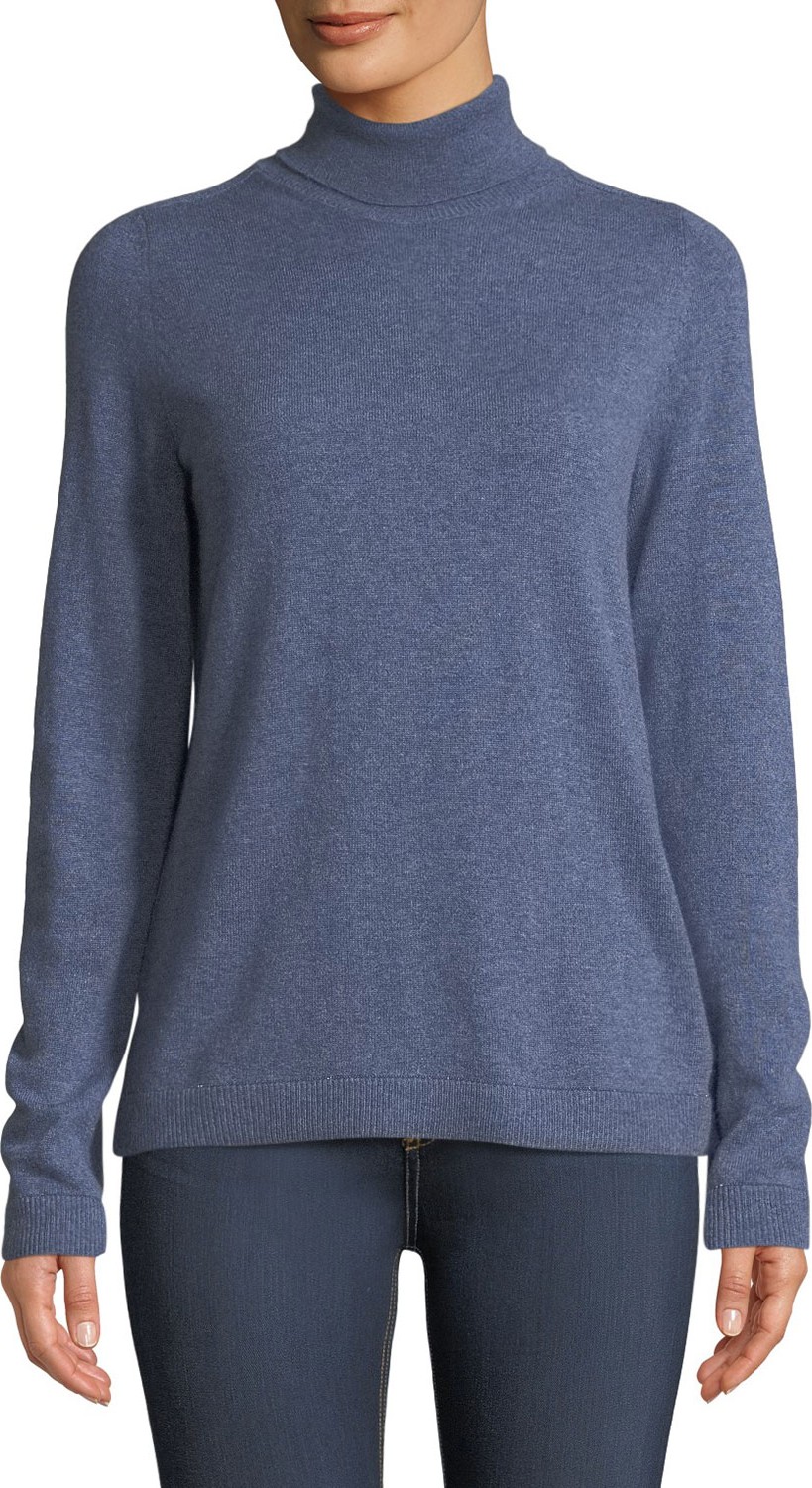 Lafayette 148 New York Metallic Cashmere Pullover Turtleneck Sweater