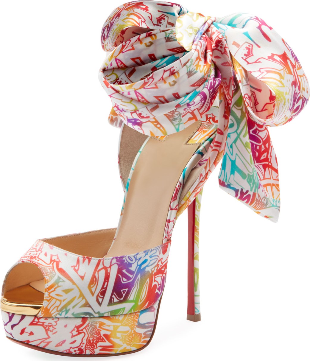 Christian Louboutin Jersey Vamp Wallgraf Crepe Platform Red Sole Pumps