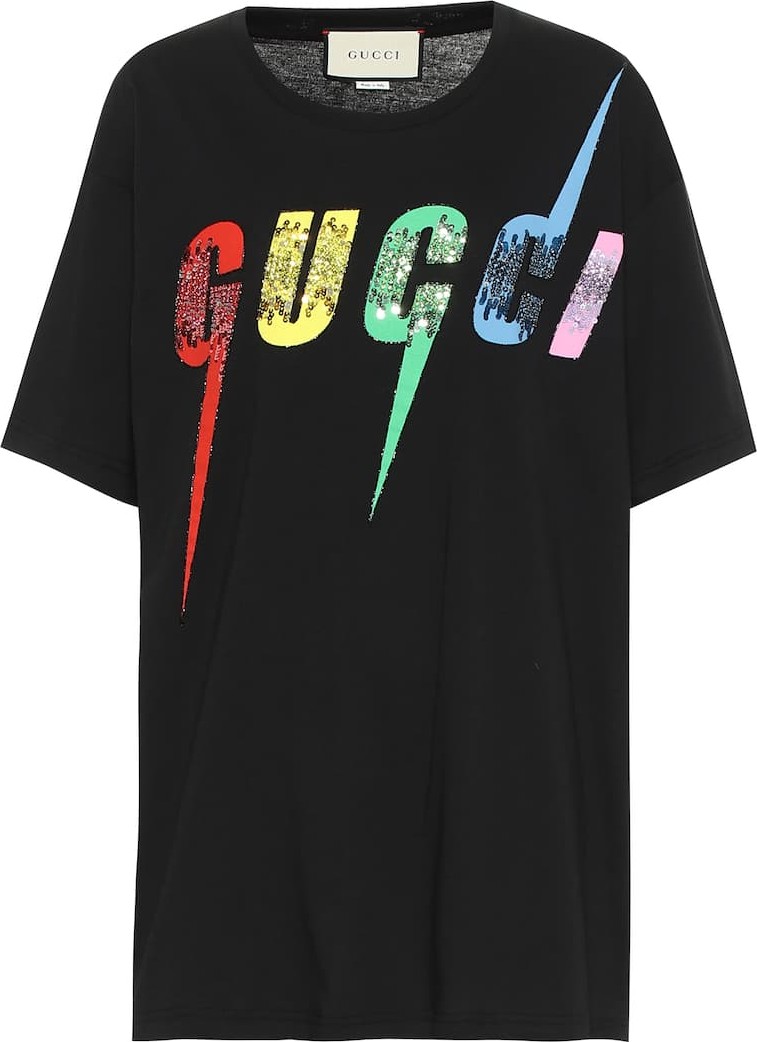 Gucci Sequinned logo cotton T-shirt