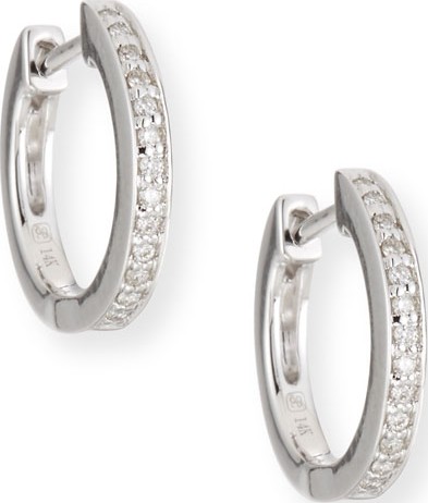 Sydney Evan 14k White Gold Diamond Huggie Hoop Earrings