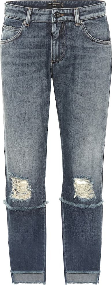 Dolce & Gabbana Distressed mid-rise cropped jeans