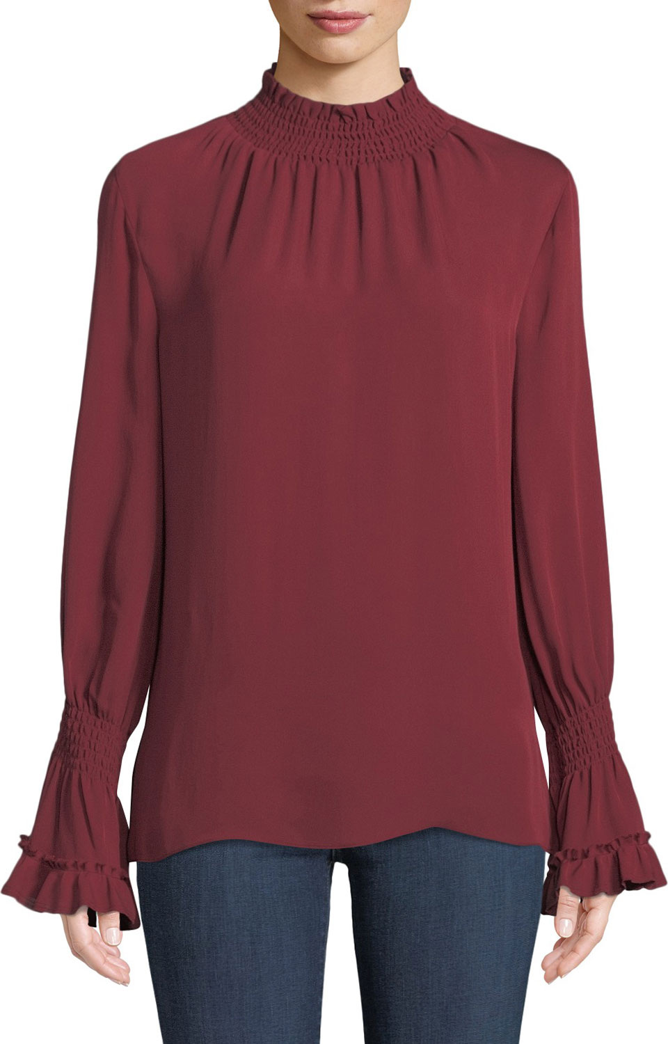 KOBI HALPERIN Lucca Mock-Neck Blouse in Silk