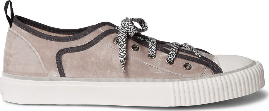 Lanvin Cap-Toe Canvas-Trimmed Velvet Sneakers