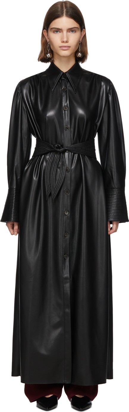 Nanushka Black Vegan Leather Rosana Dress