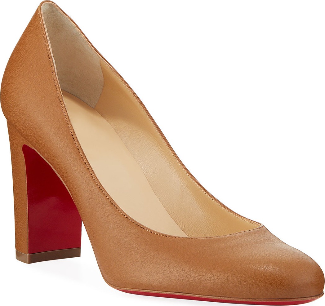 Christian Louboutin Lady Gena Block-Heel Leather Pumps