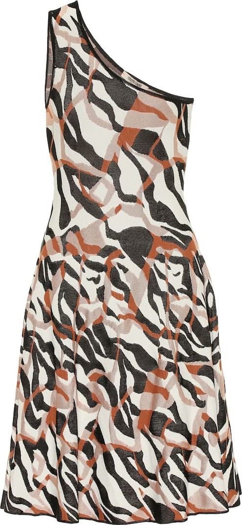 Roberto Cavalli One-shoulder jacquard minidress