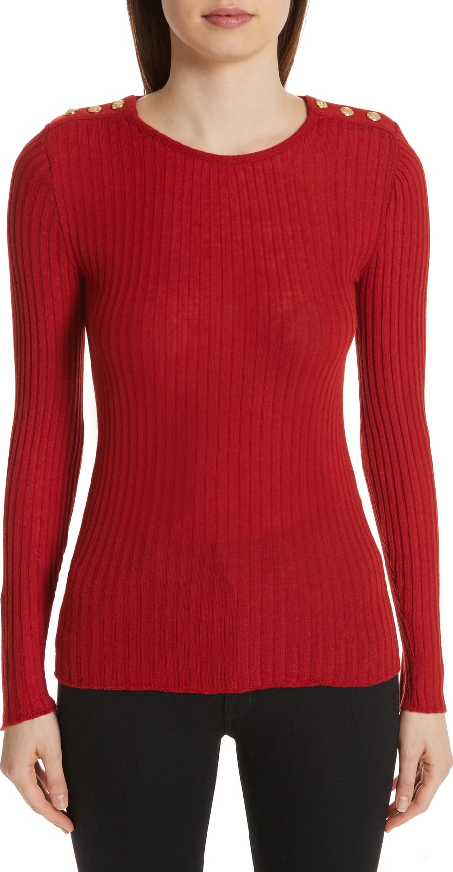 Balmain Button Detail Ribbed Sweater