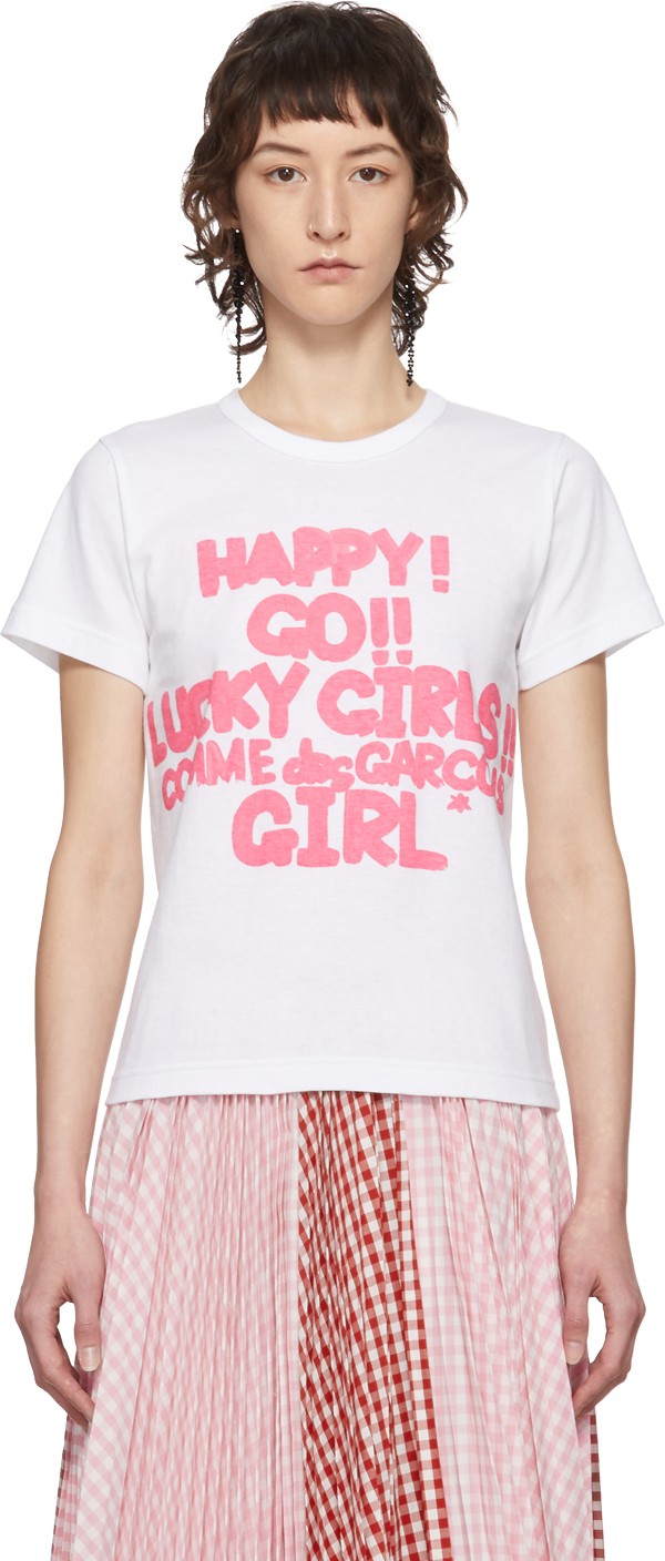 Comme Des Garçons Girl White Cotton Logo T-Shirt