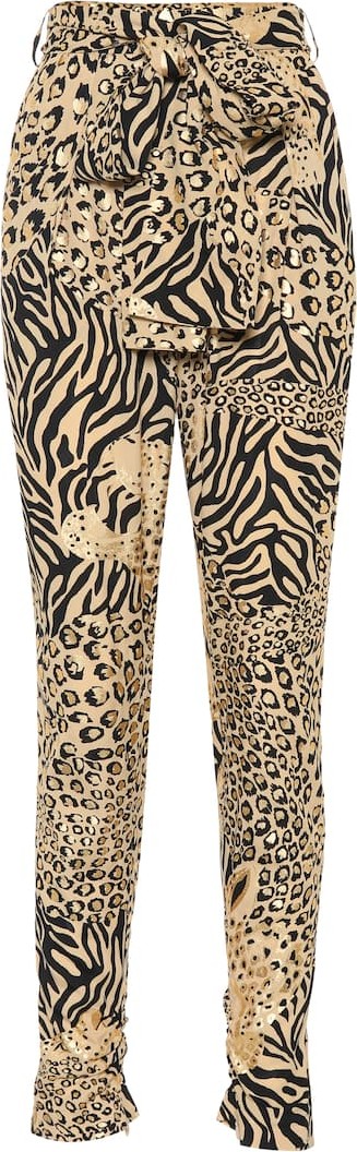Dundas Leopard crêpe high-rise pants