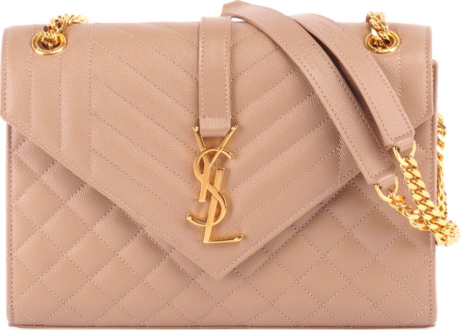 Saint Laurent V Flap Monogram YSL Medium Envelope Chain Shoulder Bag - Golden Hardware