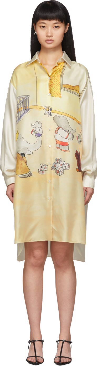 Lanvin Off-White Babar Edition Silk Shirt Dress