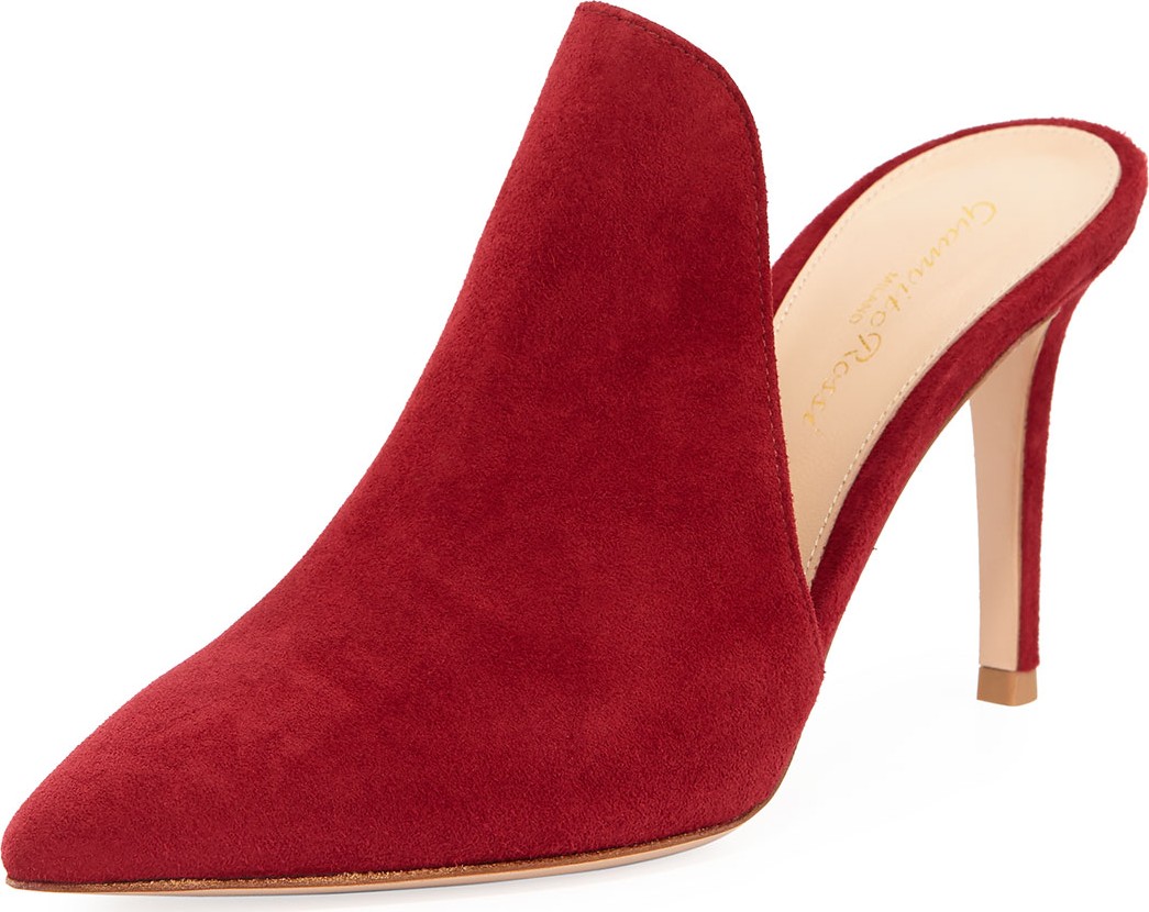 Gianvito Rossi Suede 85mm Cutaway Mule