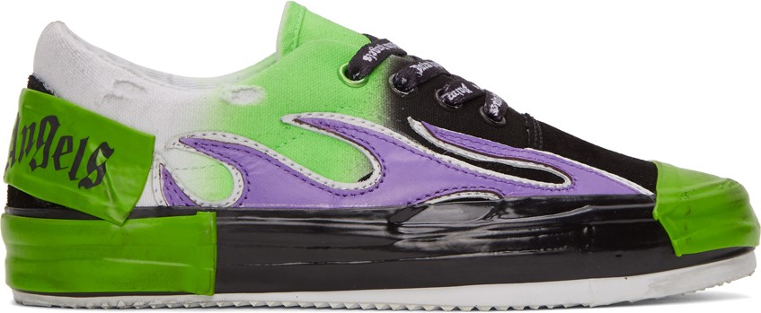 Palm Angels Green & Black Flame Sneakers