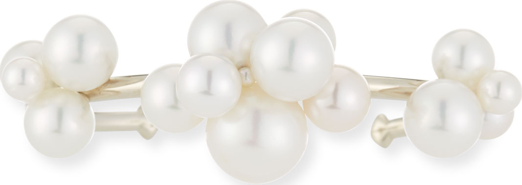 Assael Bubbles South Sea and Akoya Pearl Cluster Bangle Bracelet, Size 5.5