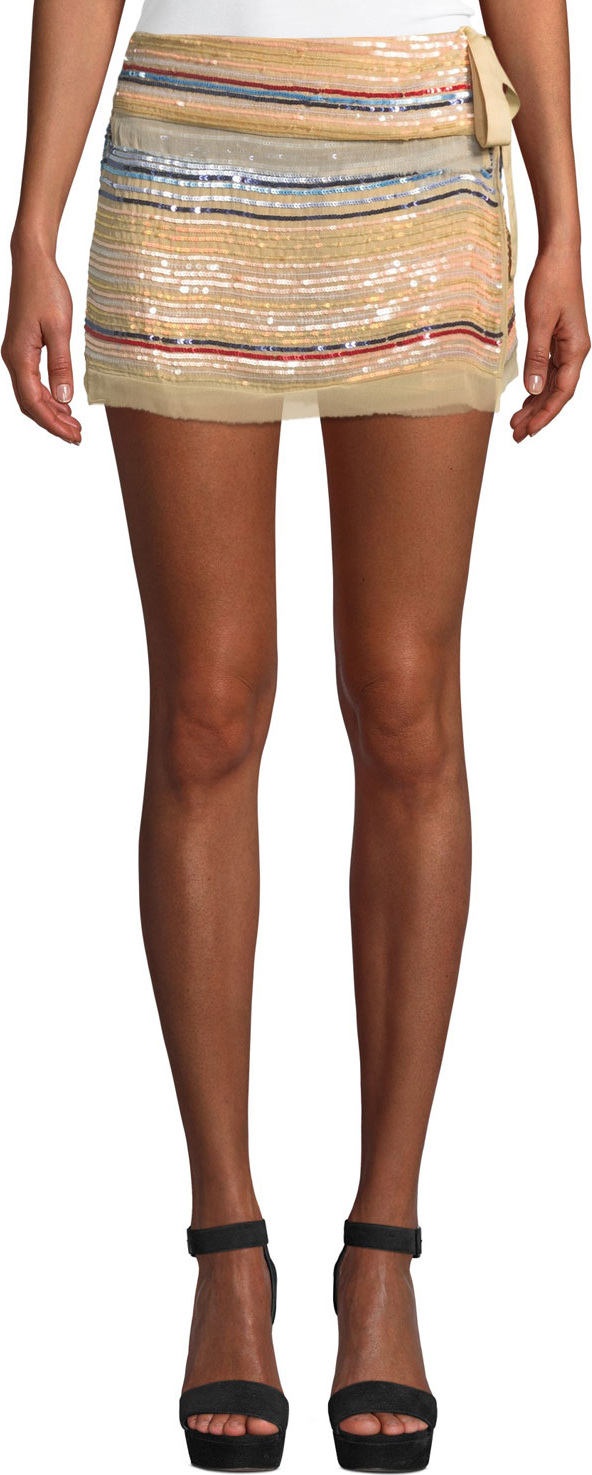 TULAROSA Emilia Sequin Mini-Length Skort
