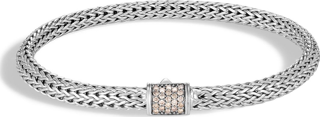 John Hardy Extra Small Chain Bracelet w/ Diamond Pave Clasp