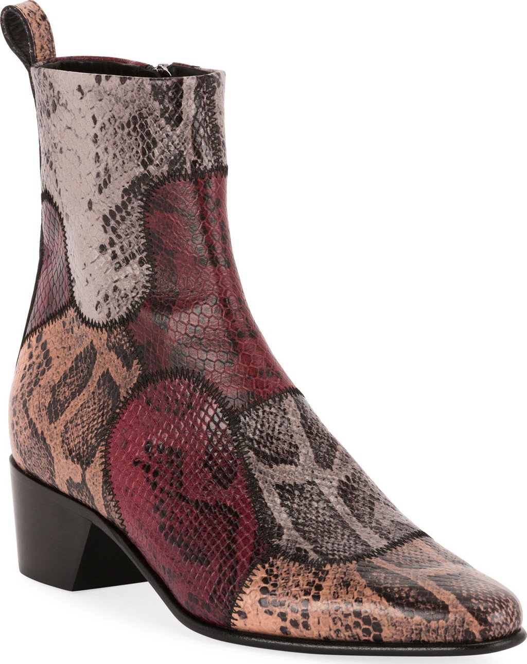 Pierre Hardy Reno Snake-Print Patchwork Zip Booties