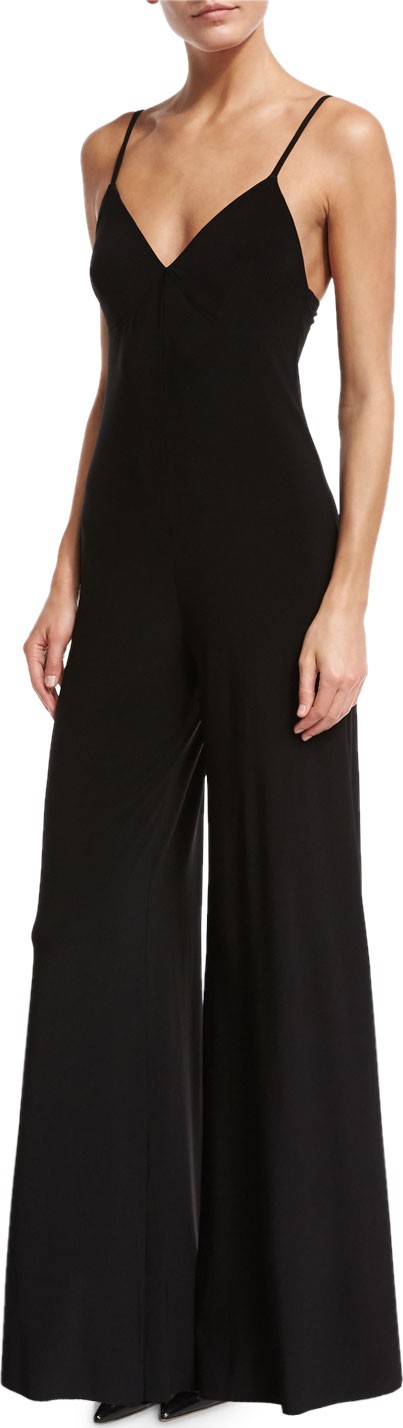 Norma Kamali Wide-Leg Slip Jumpsuit, Black