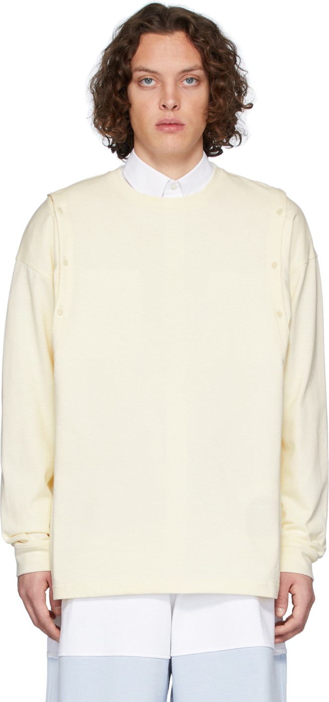 J.W.Anderson Yellow Shoulder Placket Long Sleeve T-Shirt