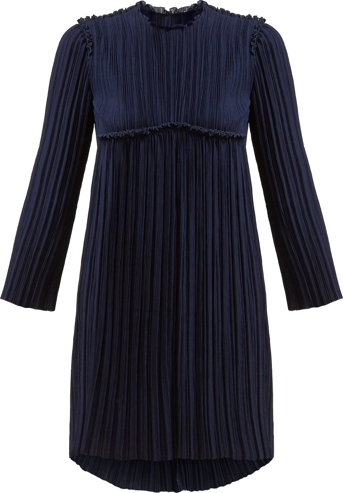 Chloe Ruffled plissé-crepe mini dress