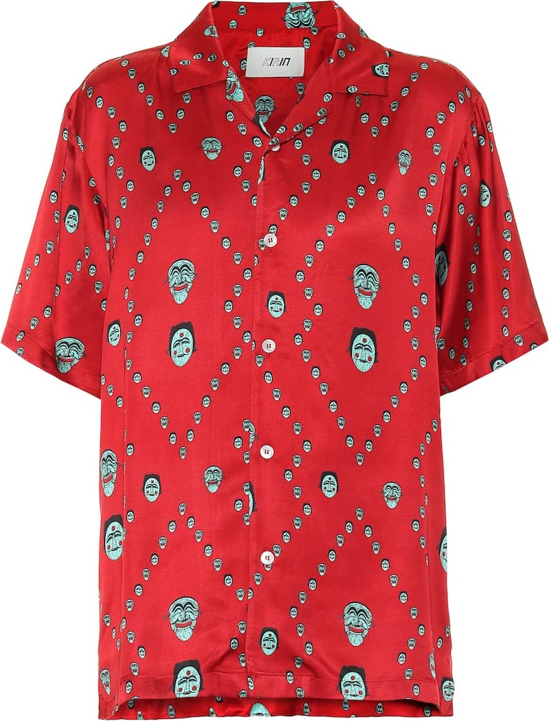 Kirin Printed satin bowling shirt