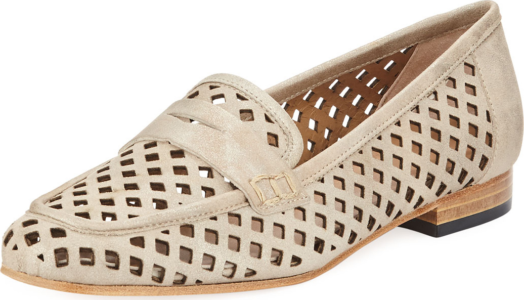 Sesto Meucci Mela Perforated Murales Metallic Leather Loafer