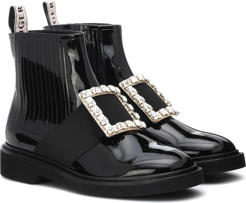 Roger Vivier Viv Rangers patent leather ankle boots