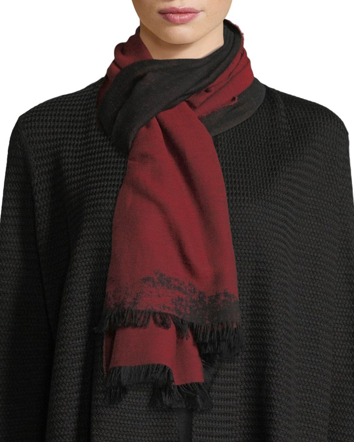Eileen Fisher Organic Cotton Reversible Jacquard Scarf