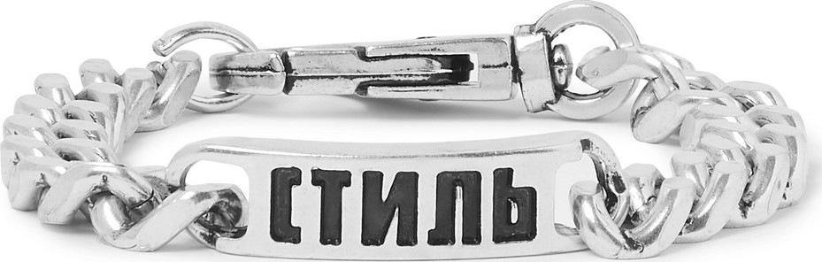 Heron Preston Logo-Detailed Silver-Tone Chain Bracelet