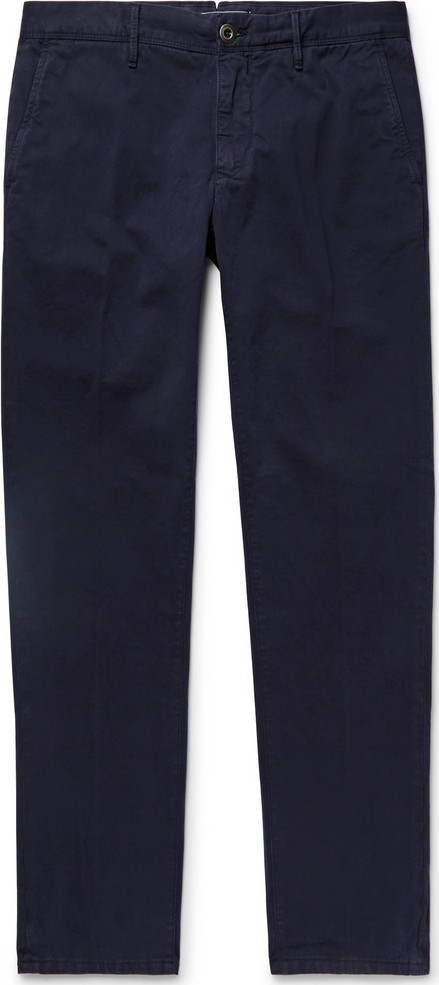 Incotex Navy Slim-Fit Cotton-Twill Chinos