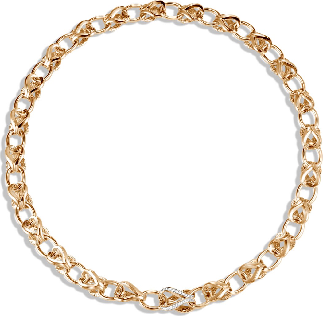 John Hardy 18k Classic Chain Link Necklace w/ Diamonds