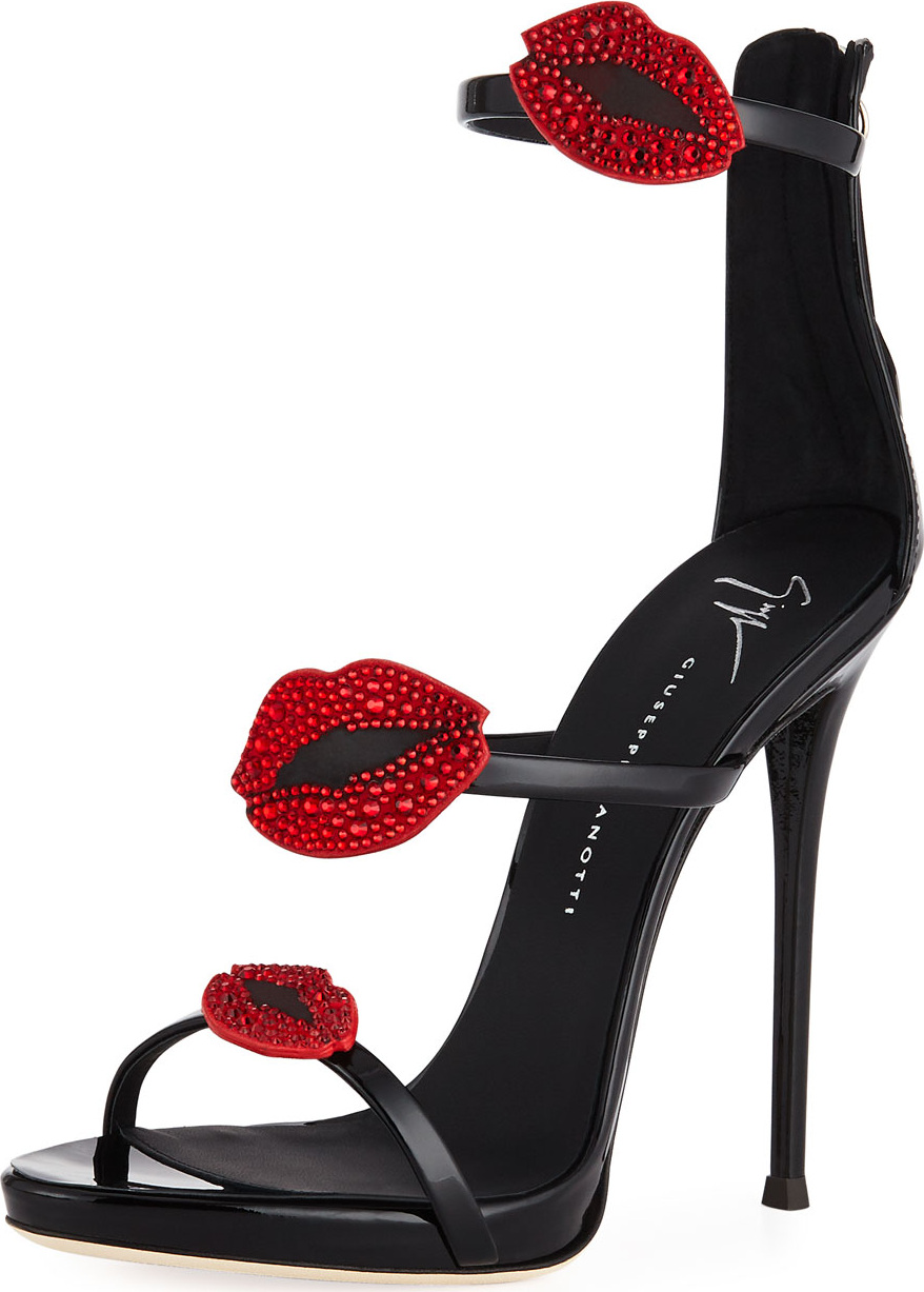 Giuseppe Zanotti Three-Band 100mm Sandal with Lips