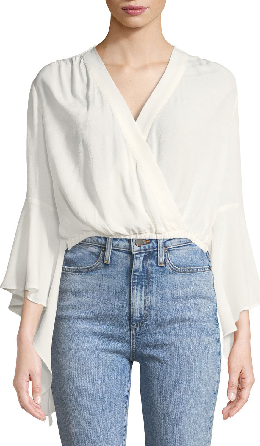 Bardot Paola Cross-Front 3/4-Sleeve Top