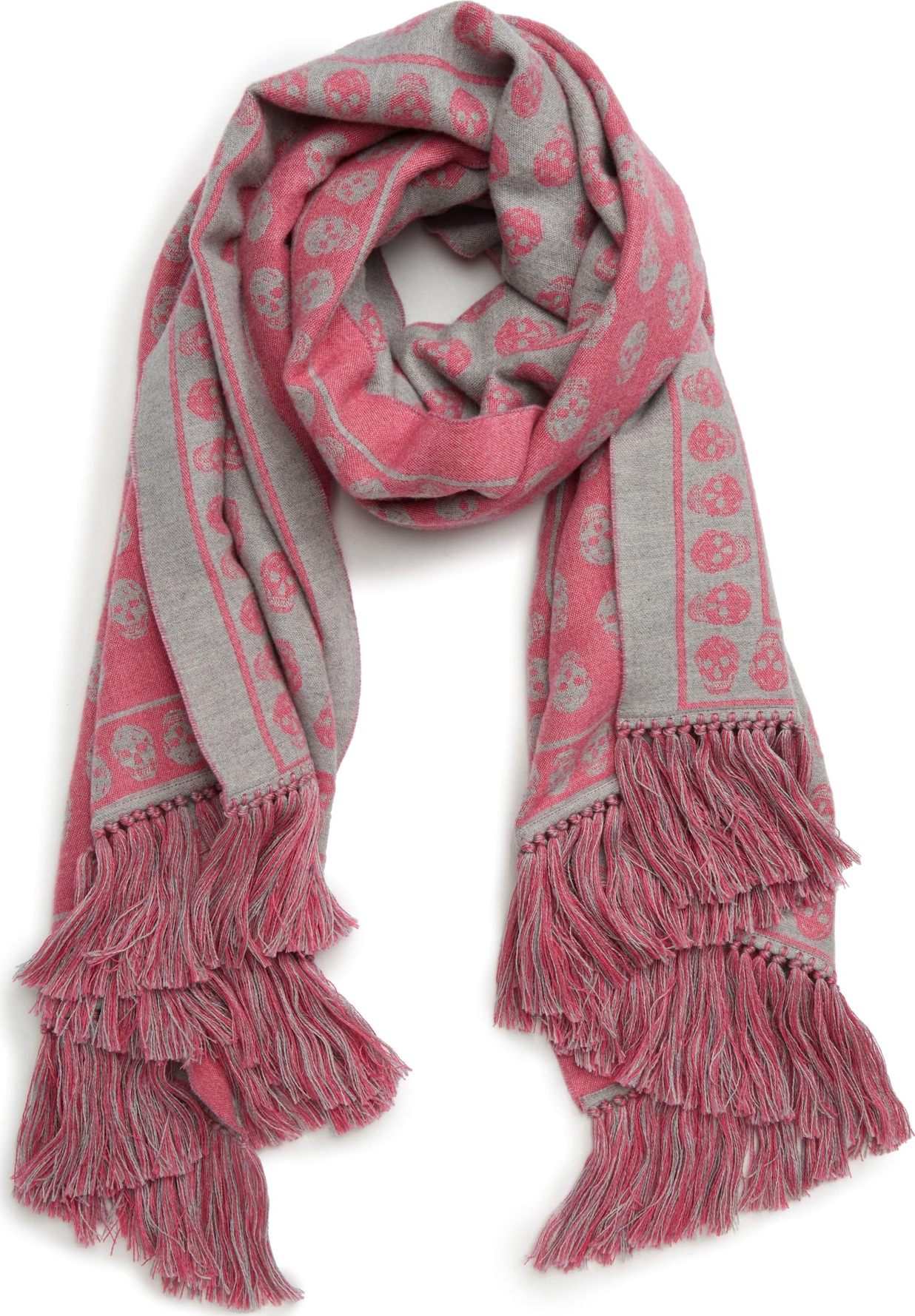 Alexander McQueen Upsidedown Skulls Wool & Silk Scarf