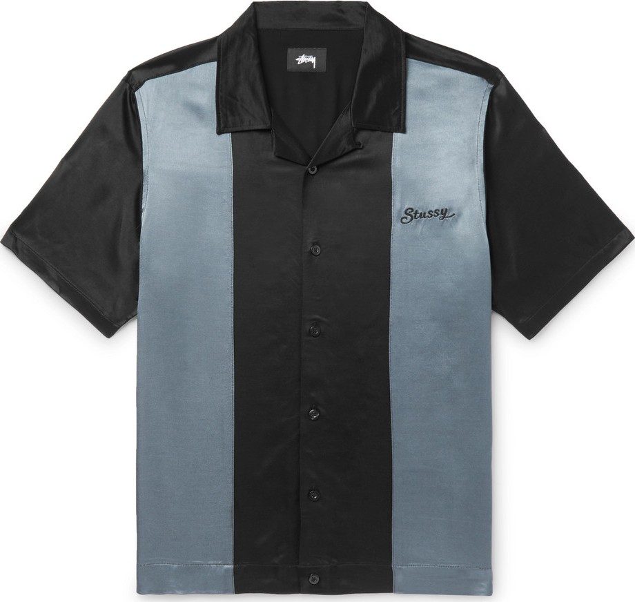 Stussy Camp-Collar Two-Tone Satin Shirt